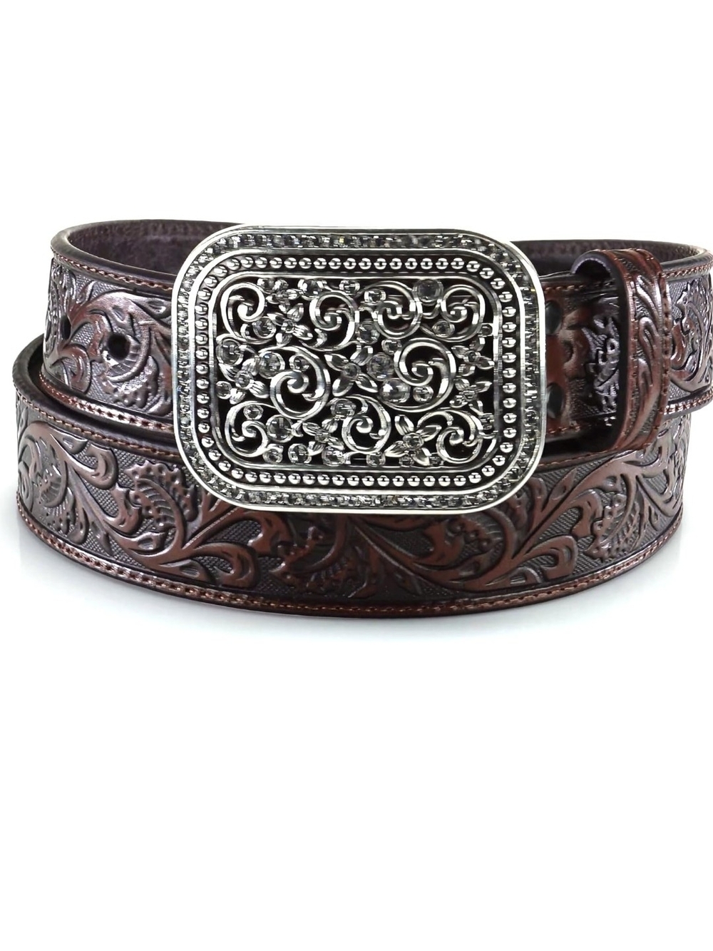 ARIAT Women's Rhinestones Embossed Leather Belt